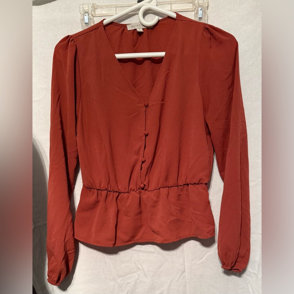 Olive & Oak Rust Button-Up Blouse